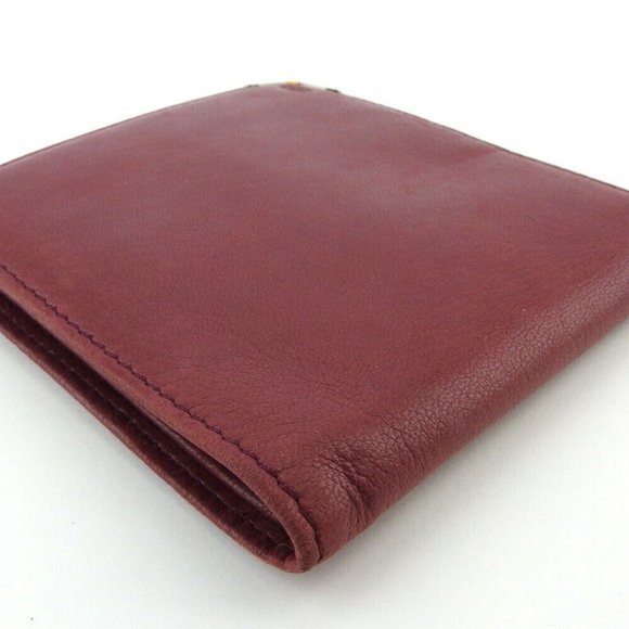 DIOR Two-fold wallet CD Mark Bordeaux Leather Auth USED T18173 - Picture 3 of 8